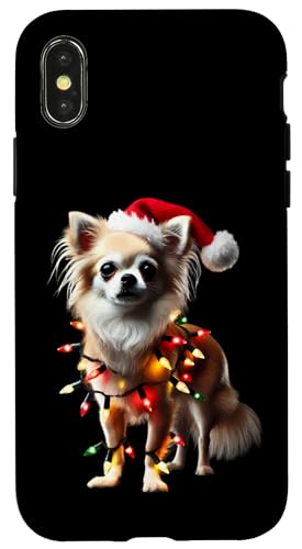 Hülle für iPhone X/XS Hellbrauner Chihuahua mit Weihnachtsmannmütze, Weihnachtsbeleuchtung von Light Brown Chihuahua Christmas Products