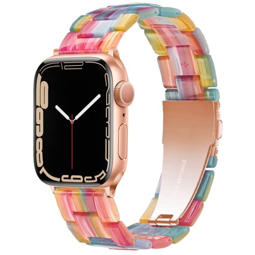 Light Kompatibel mit Apple Watch Armband 49mm 45mm 44mm 42mm, Leicht Einstellbar Mode Harz Wasserdicht für Apple Watch Ultra, Series 8 45mm Series 9 7 6 5 4 3 2 1 Apple Watch SE für Damen/Herren von Light House