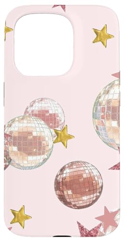 Hülle für iPhone 15 Pro Ästhetische rosa Discokugel & Stern für Mädchen von Light Pink Disco Ball & Star