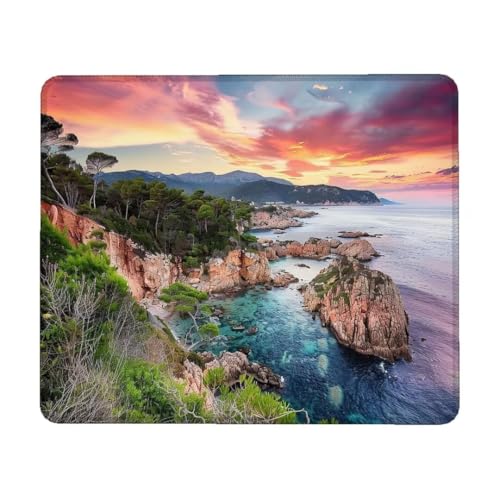 Mauspad, 29 x 24 cm Mauspad Klein, Gaming Mauspad Farbe mit Wasserdicht und Rutschfester, Vernähter Kanten Mousepad Landschaft, Gaming Mousepad Verbessert Geschwindigkeit und Präzision für Büro J-3 von Lihogbo