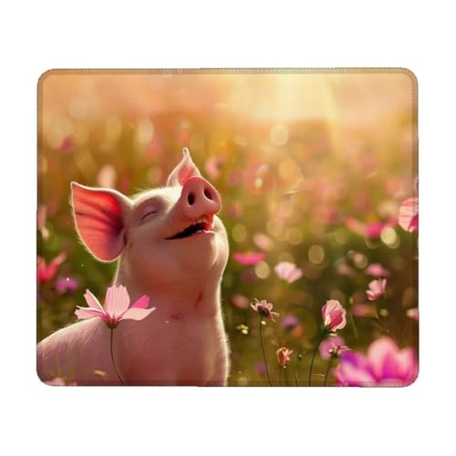 Mauspad, 34 x 28 cm Mauspad Klein, Gaming Mauspad Karikatur mit Wasserdicht und Rutschfester, Vernähter Kanten Mousepad Schwein, Gaming Mousepad Verbessert Geschwindigkeit und Präzision für Büro L-5 von Lihogbo