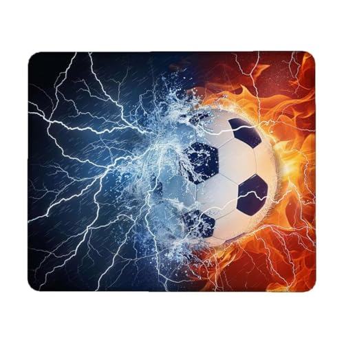 Mauspad, 36 x 30 cm Mauspad Klein, Gaming Mauspad Cool mit Wasserdicht und Rutschfester, Vernähter Kanten Mousepad Fußball, Gaming Mousepad Verbessert Geschwindigkeit und Präzision für Büro, PC B-1 von Lihogbo