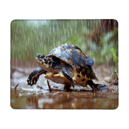 Mauspad, 42 x 35 cm Mauspad Klein, Gaming Mauspad Niedlich mit Wasserdicht und Rutschfester, Vernähter Kanten Mousepad Schildkröte, Mouse Pad Verbessert Geschwindigkeit und Präzision für Büro S-3 von Lihogbo