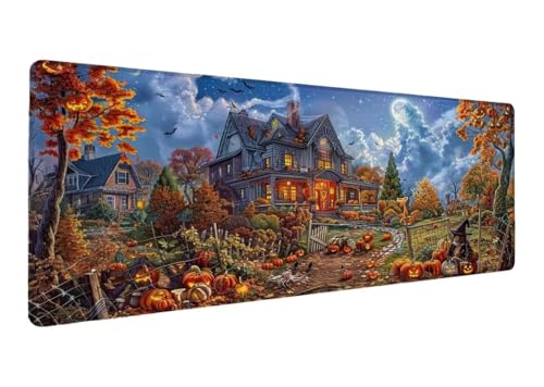 Mauspad, 600x300x3mm Gaming Mauspad XXL Haus, Große Schreibtischunterlage Mouse Pad Landschaft, Wasserdicht Rutschfeste Gummibasis, Genähte Kanten Mauspad, Verbessert Präzision und Geschwindigkei J-0 von Lihogbo