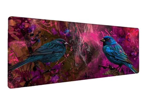 Mauspad, 800x400x3mm Gaming Mauspad XXL Vogel, Große Schreibtischunterlage Mouse Pad Tier, Rutschfeste Gummibasis, Genähte Kanten Schreibtisch Unterlage, Verbessert Präzision und Geschwindigkei F-2 von Lihogbo