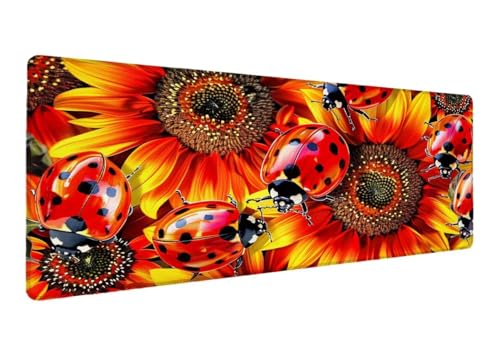 Mauspad, 900x400x3mm Gaming Mauspad XXL Blume, Große Schreibtischunterlage Mouse Pad Tier, Rutschfeste Gummibasis, Genähte Kanten Schreibtisch Unterlage, Verbessert Präzision und Geschwindigkei I-3 von Lihogbo