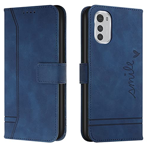 Lihondar Kompatibel mit Motorola Moto E32/E32s Hülle, Handyhülle Motorola Moto E32/E32s, PU Leder Klappbar Schutzhülle Tasche Wallet mit Brieftasche [Standfunktion] Cover Flip Case Klapphülle (Blau) von Lihondar