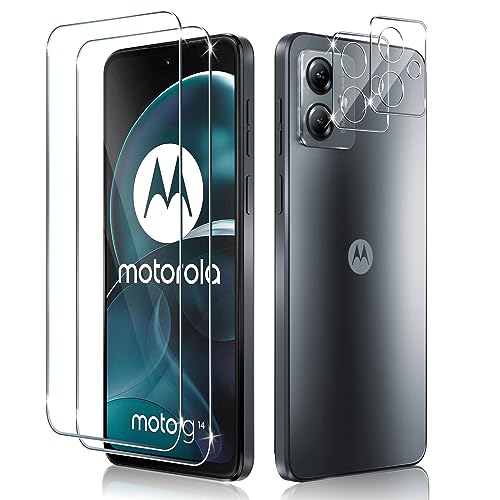 Liilaa Schutzfolie für Motorola Moto G14 5G für Panzerglas, 2 Stück Panzer Schutz Glas Folie mit 2 Stück Kameraschutz, 9H Panzerfolie Ultra-klar Schutzglas Displayfolie von Liilaa