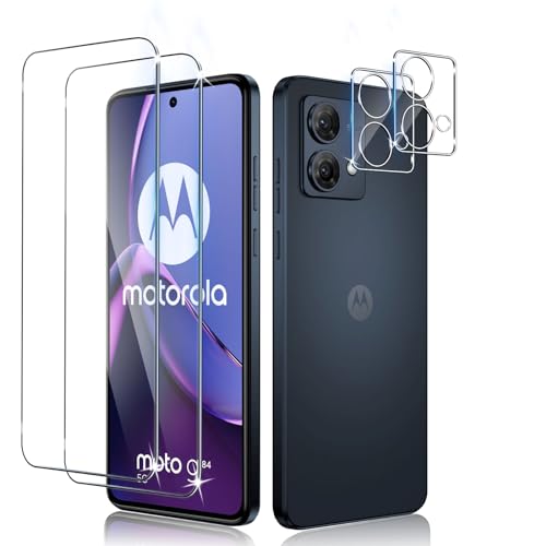 Liilaa Schutzfolie für Motorola Moto G84 5G für Panzerglas, 2 Stück Panzer Schutz Glas Folie mit 2 Stück Kameraschutz, 9H Panzerfolie Ultra-klar Schutzglas Displayfolie von Liilaa