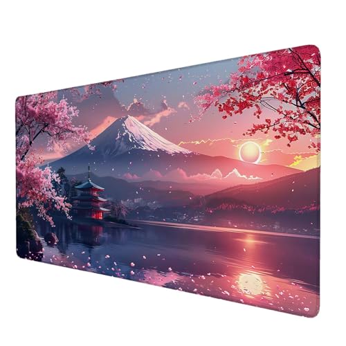 Mauspad Berg Fuji, Mauspad XXL 1200x600 mm, Großes Schreibtischunterlage mit Rosa Motiv, Gaming Mousepad mit Einer Speziellen Oberfläche Verbessert Geschwindigkeit und Präzision, für Gaming, Büro O-4 von Lijahoo