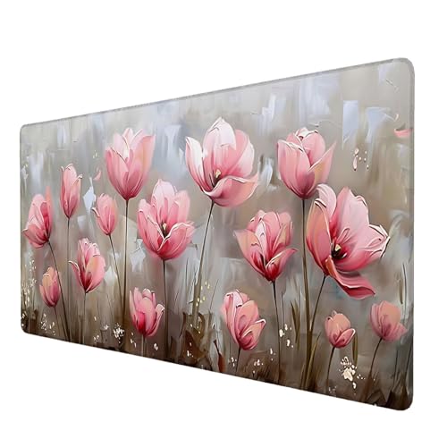 Mauspad Blume, Mauspad XXL 1000x500 mm, Großes Schreibtischunterlage mit Tulpe Motiv, Gaming Mousepad mit Einer Speziellen Oberfläche Verbessert Geschwindigkeit und Präzision, für Spiel, Zuhause O-5 von Lijahoo