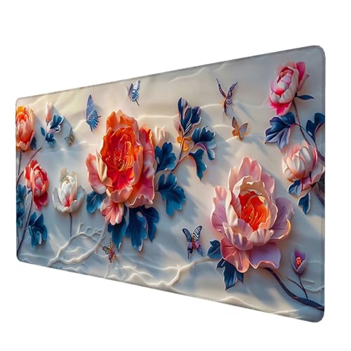 Mauspad Blume, Mauspad XXL 1200x600 mm, Großes Schreibtischunterlage mit Romantisch Motiv, Gaming Mousepad mit Einer Speziellen Oberfläche Verbessert Geschwindigkeit und Präzision, für Gaming, Q-8 von Lijahoo