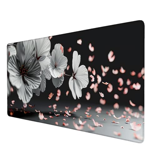 Mauspad Grau, Mauspad XXL 800x300 mm, Großes Schreibtischunterlage mit Blume Motiv, Gaming Mousepad mit Einer Speziellen Oberfläche Verbessert Geschwindigkeit und Präzision, für Spiel, Zuhause Y-1 von Lijahoo