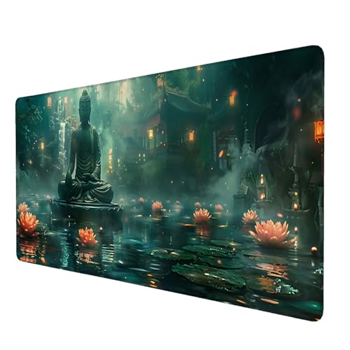 Mauspad Grün, Mauspad XXL 800x300 mm, Großes Schreibtischunterlage mit Zen Motiv, Gaming Mousepad mit Einer Speziellen Oberfläche Verbessert Geschwindigkeit und Präzision, für Spiel, Büro, Zuhause G-4 von Lijahoo