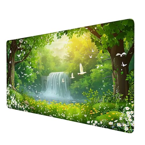 Mauspad Grün, Mauspad XXL 900x400 mm, Großes Schreibtischunterlage mit Fallen Motiv, Gaming Mousepad mit Einer Speziellen Oberfläche Verbessert Geschwindigkeit und Präzision, für Spiel, Zuhause O-3 von Lijahoo