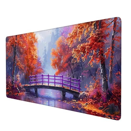 Mauspad Herbst, Mauspad XXL 800x300 mm, Großes Schreibtischunterlage mit See Motiv, Gaming Mousepad mit Einer Speziellen Oberfläche Verbessert Geschwindigkeit und Präzision, für Spiel, Zuhause P-1 von Lijahoo