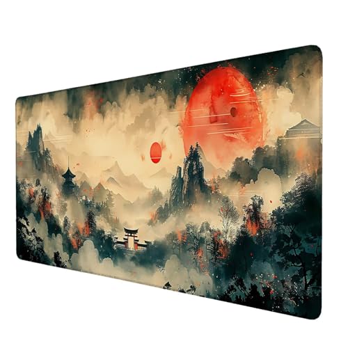 Mauspad Japan, Mauspad XXL 800x300 mm, Großes Schreibtischunterlage mit Berg Motiv, Gaming Mousepad mit Einer Speziellen Oberfläche Verbessert Geschwindigkeit und Präzision, für Spiel, Zuhause E-9 von Lijahoo