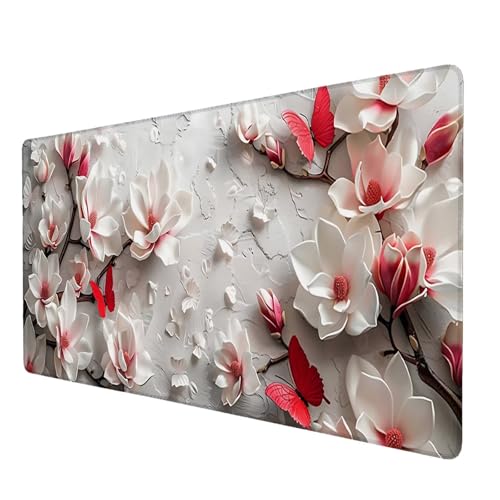 Mauspad Magnolie, Mauspad XXL 900x400 mm, Großes Schreibtischunterlage mit Blume Motiv, Gaming Mousepad mit Einer Speziellen Oberfläche Verbessert Geschwindigkeit und Präzision, für Spiel, Zuhause X-1 von Lijahoo