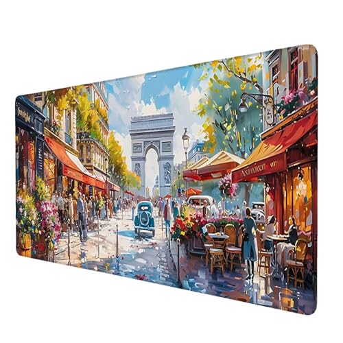 Mauspad Paris, Mauspad XXL 800x400 mm, Großes Schreibtischunterlage mit Landschaft Motiv, Gaming Mousepad mit Einer Speziellen Oberfläche Verbessert Geschwindigkeit und Präzision, für Gaming, Büro E-5 von Lijahoo