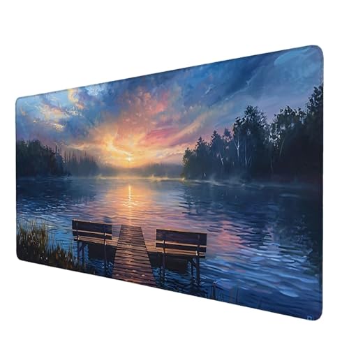 Mauspad Pier, Mauspad XXL 800x400 mm, Großes Schreibtischunterlage mit See Motiv, Gaming Mousepad mit Einer Speziellen Oberfläche Verbessert Geschwindigkeit und Präzision, für Spiel, Büro, Zuhause I-2 von Lijahoo