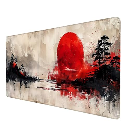 Mauspad Sonne, Mauspad XXL 1500x600 mm, Großes Schreibtischunterlage mit Japan Motiv, Gaming Mousepad mit Einer Speziellen Oberfläche Verbessert Geschwindigkeit und Präzision, für Spiel, Zuhause M-2 von Lijahoo