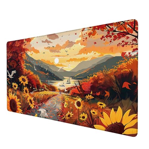 Mauspad Sonnenblume, Mauspad XXL 900x400 mm, Großes Schreibtischunterlage mit Karikatur Motiv, Gaming Mousepad mit Einer Speziellen Oberfläche Verbessert Geschwindigkeit und Präzision, für Gaming, G-2 von Lijahoo