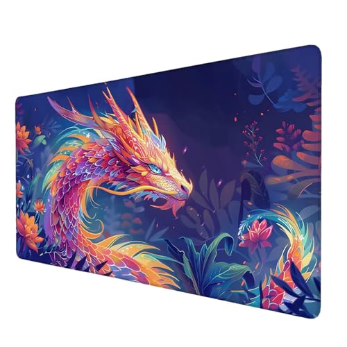 Mauspad Tier, Mauspad XXL 900x400 mm, Großes Schreibtischunterlage mit Drachen Motiv, Gaming Mousepad mit Einer Speziellen Oberfläche Verbessert Geschwindigkeit und Präzision, für Spiel, Zuhause F-4 von Lijahoo