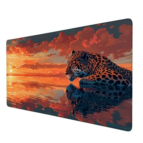 Mauspad Tier, Mauspad XXL 900x400 mm, Großes Schreibtischunterlage mit Leopard Motiv, Gaming Mousepad mit Einer Speziellen Oberfläche Verbessert Geschwindigkeit und Präzision, für Spiel, Zuhause J-1 von Lijahoo