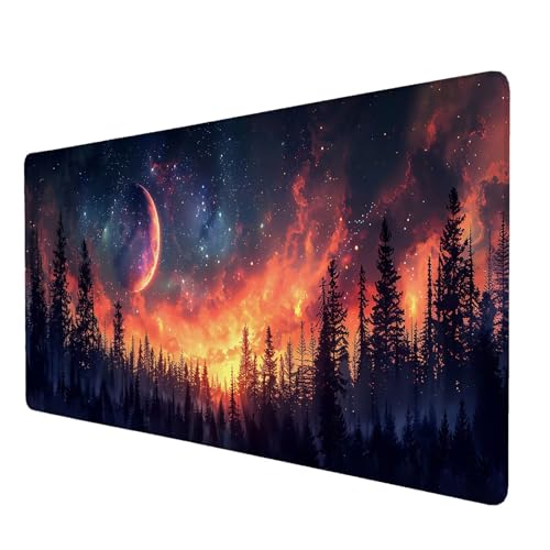 Mauspad Wald, Mauspad XXL 900x400 mm, Großes Schreibtischunterlage mit Mond Motiv, Gaming Mousepad mit Einer Speziellen Oberfläche Verbessert Geschwindigkeit und Präzision, für Spiel, Zuhause N-4 von Lijahoo