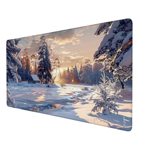 Mauspad Winter, Mauspad XXL 1000x500 mm, Großes Schreibtischunterlage mit Schneeszene Motiv, Gaming Mousepad mit Einer Speziellen Oberfläche Verbessert Geschwindigkeit und Präzision, für Gaming, C-3 von Lijahoo