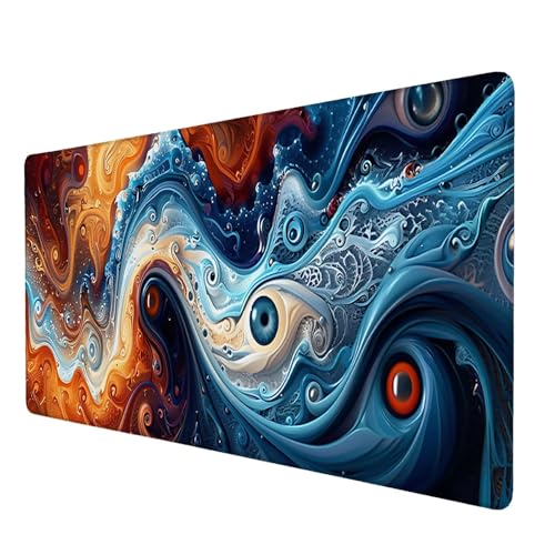 Schreibtischunterlage, Abstrakt Mauspad XXL 80 x 30 cm, Erweitertes Gaming-Mauspad mit Genähten Kanten, Rutschfeste Wasserdichte Gummiunterseite Mauspad Auge, für Büro, Zuhause, Schreibtischdekor V-4 von Lijahoo