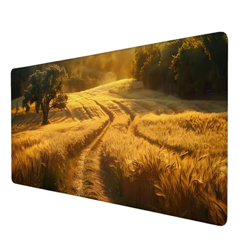 Schreibtischunterlage, Baum Mauspad XXL 120 x 60 cm, Erweitertes Gaming-Mauspad mit Genähten Kanten, Rutschfeste Wasserdichte Gummiunterseite Mauspad Bauernhof, für Büro, Zuhause, Schreibtisch P-2 von Lijahoo