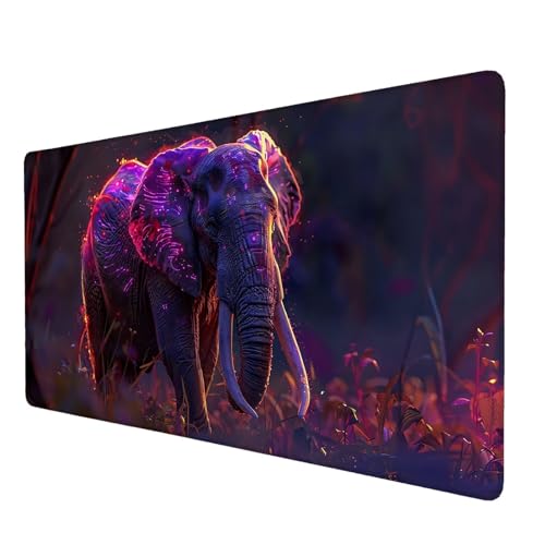 Schreibtischunterlage, Elefant Mauspad XXL 100 x 50 cm, Erweitertes Gaming-Mauspad mit Genähten Kanten, Rutschfeste Wasserdichte Gummiunterseite Mauspad Traum, für Büro, Zuhause, Schreibtischdekor U-3 von Lijahoo