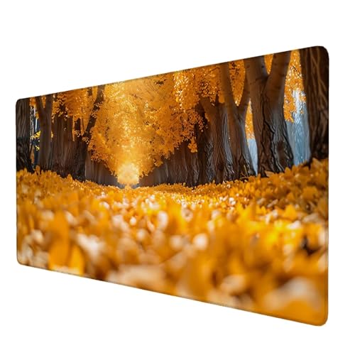 Schreibtischunterlage, Herbst Mauspad XXL 90 x 40 cm, Erweitertes Gaming-Mauspad mit Genähten Kanten, Rutschfeste Wasserdichte Gummiunterseite Mauspad Baum, für Büro, Zuhause, Schreibtischdekor K-9 von Lijahoo