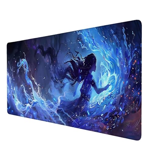 Schreibtischunterlage, Karikatur Mauspad XXL 150 x 60 cm, Erweitertes Gaming-Mauspad mit Genähten Kanten, Rutschfeste Wasserdichte Gummiunterseite Mauspad Blau, für Büro, Zuhause, Schreibtisch M-3 von Lijahoo