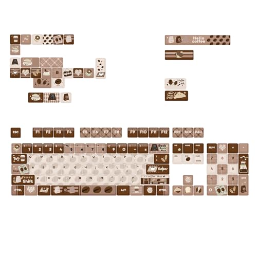 Lily Brown Mechanische Tastatur Tastenkappen 131 Tasten Tastenkappen Kaffeebraun Thema Wärmesublimiertes Set von Lily Brown