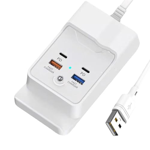 Lily Brown Tragbarer USB Hub Für Mehrere Geräte 2 USB Anschlüsse + 2 Typ C Anschlüsse Geeignet Für Die Ladestation Zu Hause In Der Schule Und Auf Reisen von Lily Brown