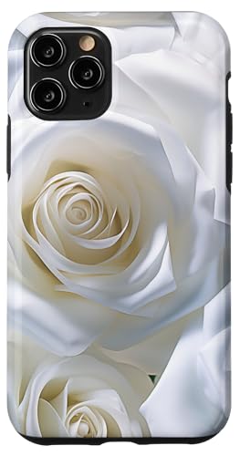 Hülle für iPhone 11 Pro Botanischer Blumenstrauß mit weißen Rosen von LilyLane Florals