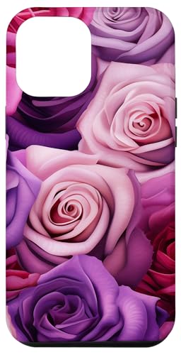 Hülle für iPhone 13 Pro Max Lila & Rosa Rosen Garten Floral Flower Design von LilyLane Florals