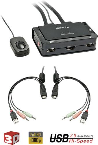 LINDY 2 Port KVM-Umschalter HDMI LINDY 2 Port KVM-Umschalter HDMI von Lindy