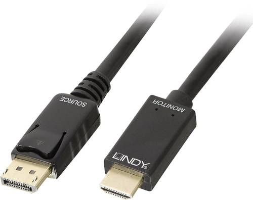 LINDY DisplayPort / HDMI Adapterkabel DisplayPort Stecker, HDMI-A Stecker 1.00m Schwarz 36921 Displa von Lindy