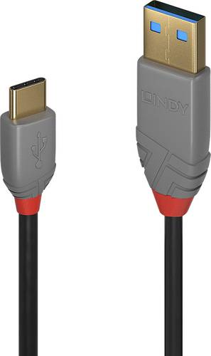 LINDY USB-Kabel USB 2.0 USB-A Stecker, USB-C® Stecker 1.00m Schwarz 36886 von Lindy