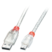 Lindy 41781 USB Kabel USB 2.0 0,5 m USB A Mini-USB B Transparent von Lindy