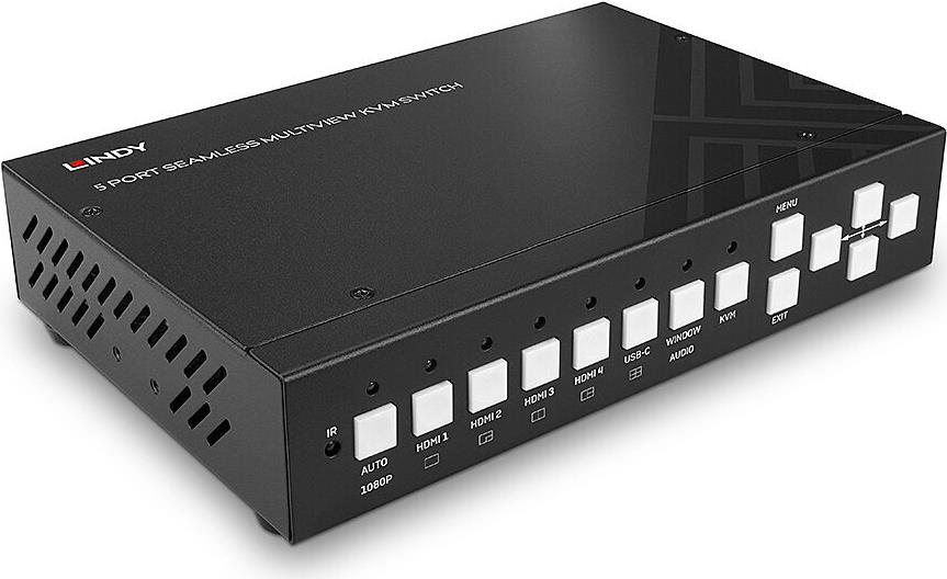 Lindy 5 Port KVM Switch HDMI 4K60 Seamless Multiview Fortschrittliche Switch-L�sung f�r HDMI- und USB Typ C-Quellen (32330) von Lindy