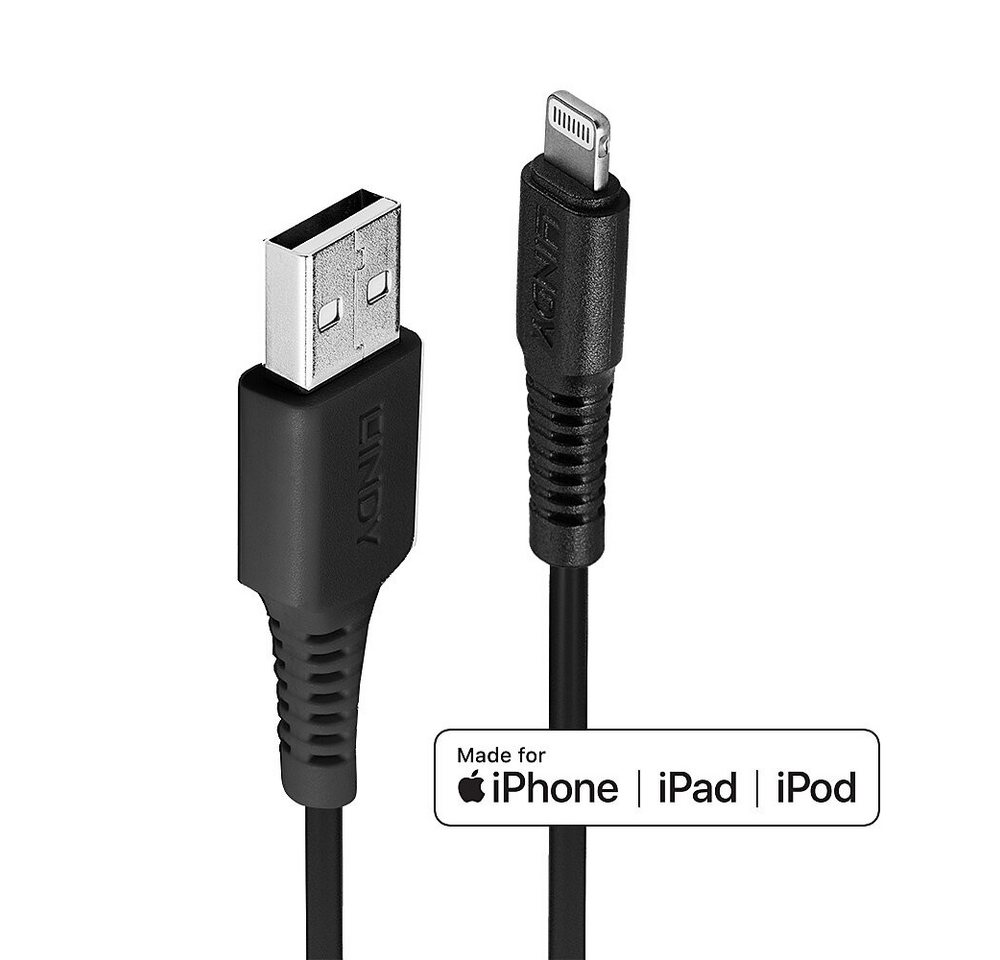 Lindy LINDY USB an Lightning Kabel, schwarz 2m USB-Kabel von Lindy