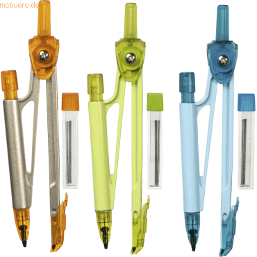 12 x Linex Schulzirkel SC300 mit Stifthalter farbig sortiert von Linex