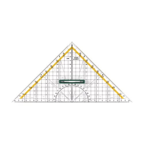 Linex 2632 Geo-Dreieck aus Kunststoff, mit Griff, 30 cm, Winkelmesser, abnehmbarer Griff, Facette, Tuschenoppen, metrische Skala von Linex