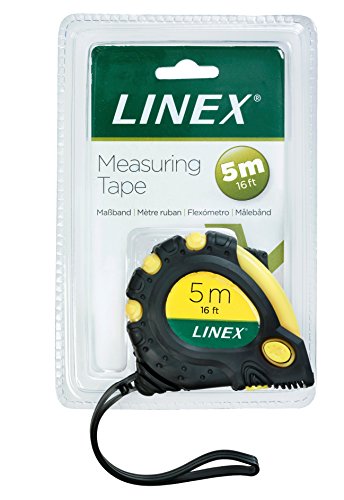 Linex Bandmaß 5m, cm- und Zoll-Skala, flexibler magnetischer Haken, Stop-and-Go-Funktion, Gürtelclip, Handschlaufe von Linex