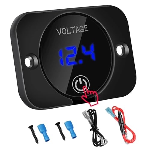 DC 12V 24V LED Digital Voltmeter Wasserdichtes Spannungsmessgerät Batterietester für Auto Boot Marinefahrzeug Motorrad LKW Wohnmobil ATV UTV mit Blaulicht Digitalbildschirm Touch Display Panel von Linkstyle