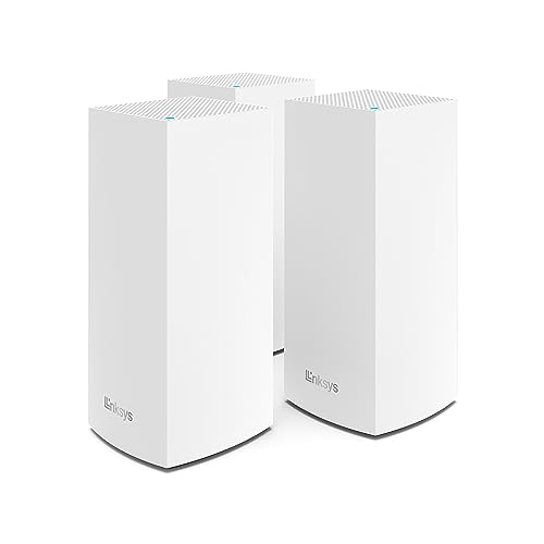 Linksys Velop MX12600 Tri-Band Mesh-WiFi 6-System (AX4200) WLAN-Router mit bis zu 830 m² Funkabdeckung, 3,5-mal schneller, für mehr als 120 Geräte – 3er-Pack, Weiß von Linksys